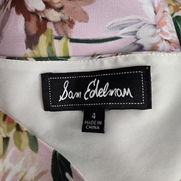 Sam Edelman Dress Midi Pink Floral Print Double V Neck Size 4 #201 - Picture 10 of 11